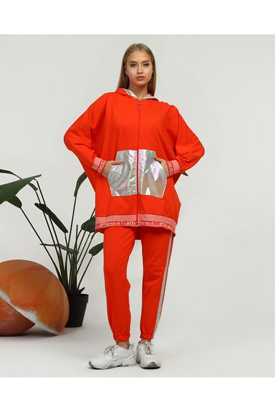 Bwest Nursima Knitwear Detailed Zippered Sports Double Set - 70078.036 - Orange