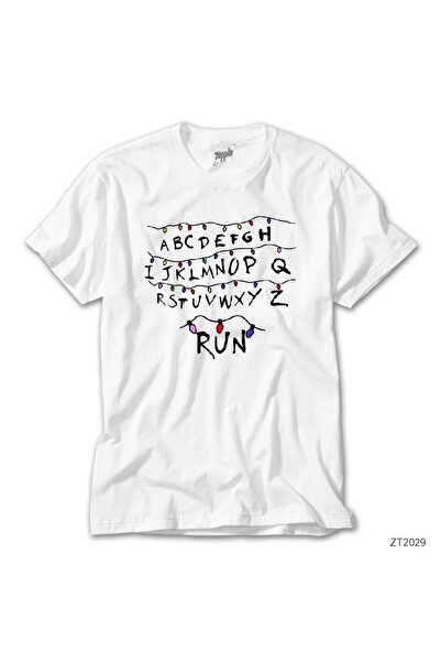 WAKHA تي شيرت أبيض من Stranger Things Christmas Lights Run