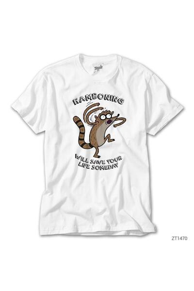 WAKHA Regular Show Hamboning Tricou alb