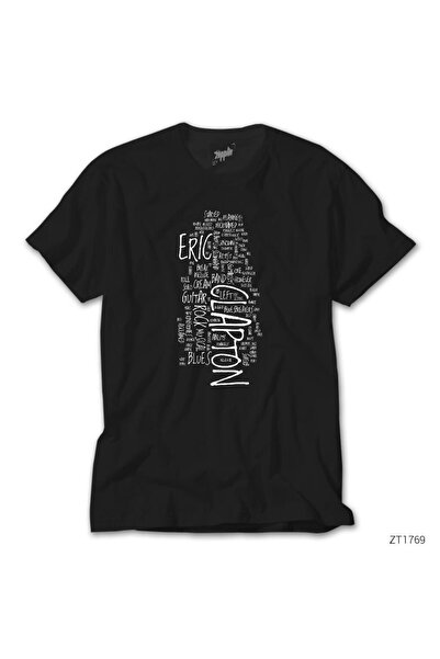 WAKHA Tricou negru de Eric Clapton Texts