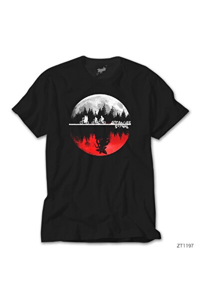 WAKHA Tricou negru Stranger Things Moon