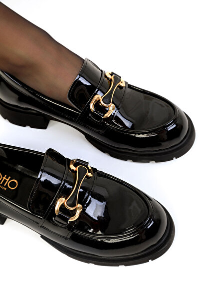 SOHO Чорні лаковані туфлі-мокасини 19655 Жіночі
