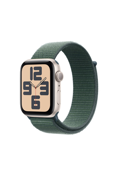 Apple Watch SE GPS + Cellular 44mm Yıldız Işığı Alüminyum Kasa + Göl Yeşili Spor Loop