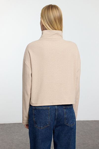 Trendyol Collection Thessaloniki černo-béžová pletená mikina se zipem, 2 balení - Twoaw25Sw00120