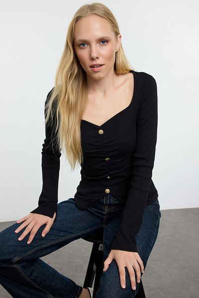 Trendyol Collection Knitted Black Blouse - Twoaw25bz00200