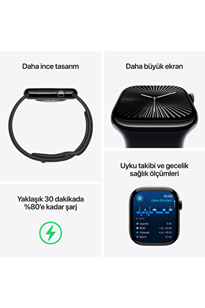 Apple Watch Series 10 GPS + Cellular 42mm Altın Sarısı Titanyum Kasa + Yıldız Işığı Spor Kordon - M/L