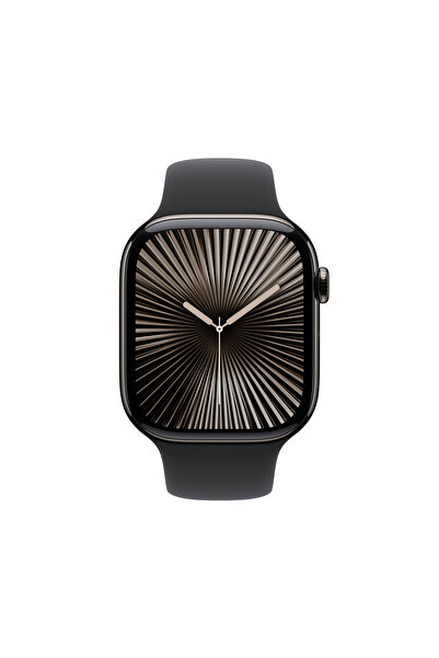 Apple Watch Series 10 GPS + Cellular 46mm Arduvaz Titanyum Kasa + Siyah Spor Kordon - S/M