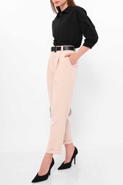 Edit by Trendyol Široké tkané kalhoty - Stone Tedaw25Pl00008