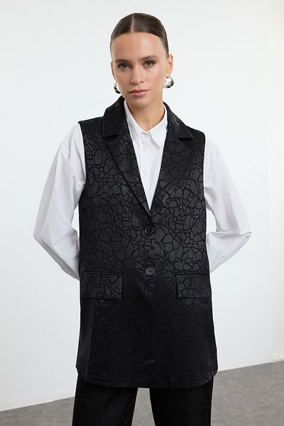 Trendyol Modest Patterned Black Woven Set - Lower & Upper Tctaw25Us00092