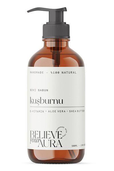 Believe Your Aura 500 ml 100% Natural Rosehip Oil - Vitamin E Aloe Vera and Shea Butter Additive Hand Soap