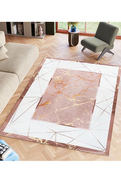RENKLİBUTİK 6 M2 Modern Patterned Velvet Textured Carpet Cover - Non-Slip and Elastic