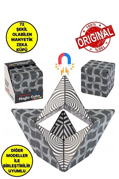TOYFEST مكعب روبيك سحري مغناطيسي أسود ثلاثي الأبعاد لتخفيف التوتر