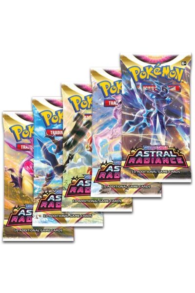 TOYFEST بطاقات معززة بوكيمون تي سي جي من أسترال راديانس 50 قطعة (5 عبوات)