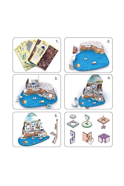 TOYFEST لغز جزيرة سانتوريني ثلاثي الأبعاد من CubicFun