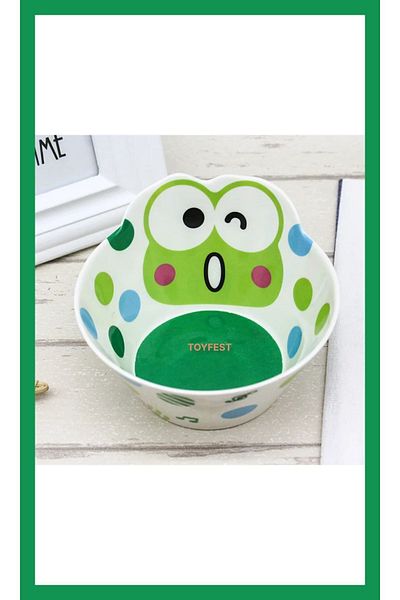TOYFEST طبق عشاء للأطفال من Keroppi بتصميم ميلامين كورن فليكس - طبق وعاء للأطفال موديل 1