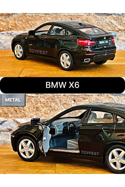 TOYFEST BMW X6 Pull Drop Die - نموذج سيارة معدني قابل لفتح الأبواب - أسود 1:32 - 11.5 سم