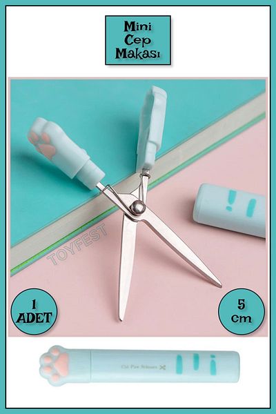 TOYFEST Mini Pocket Paper Scissors with Portable Paw Model for Kids - 5 cm