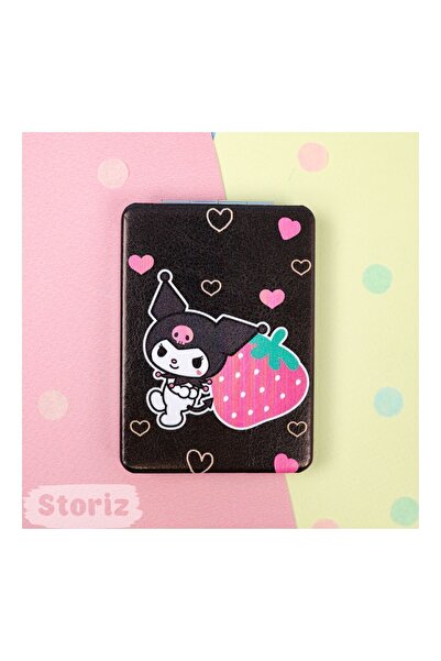 TOYFEST Kuromi Figured Mini Pocket Mirror 8.6 cm X 6.2 cm - Black Strawberry Model 3