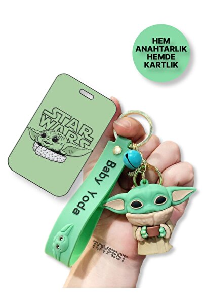 TOYFEST Star Wars Mandalorian The Child Grogu Baby Yoda Figür Anahtarlık ve Kartlık 2 si bir Arada - Model 2