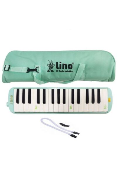 Beyaz At Pastel Renklerde Bez Çantalı 32 Tuşlu Lino Melodika Müzik Aleti