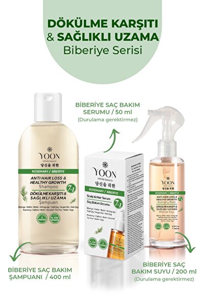 YOON Biberiye Saç Kompleksi, Hızlı Saç Uzatma & Saç Dökülme Karşıtı, 7 Doğal ...