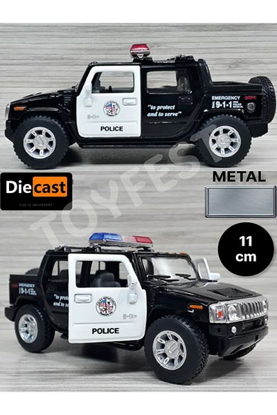 TOYFEST 2005 هامر H2 SUT Police Pull Drop Die - نموذج سيارة معدني قابل للجمع مع أبواب مصبوبة