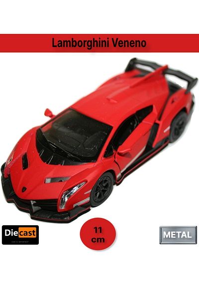 TOYFEST سيارة لامبورجيني فينينو بسحب وإسقاط الأبواب قابلة للفتح من المعدن - أحمر 11.5 سم