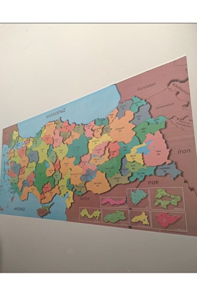 TOYFEST خريطة تركيا ملونة ذاتية الكتابة وقابلة للمسح مقاس 118 × 56 سم