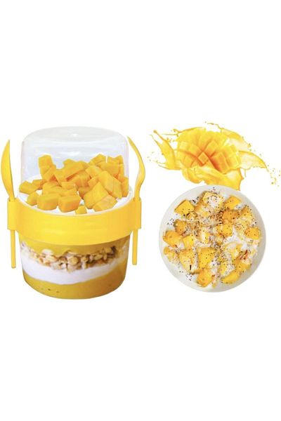 TOYFEST BPA Free Food Food Food & Breakfast with Fork & Spoon Lid Yogurt Muesli Salad Fruit Storage Container
