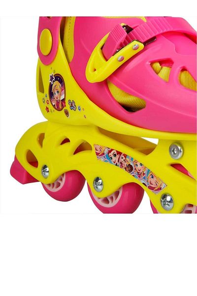 TOYFEST Polly Pocket Inline 4 Wheel Skate - (Adjustable for Size 34 to 37)