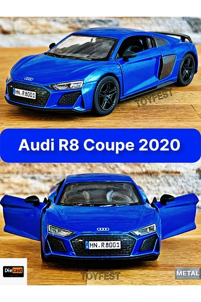 TOYFEST أودي R8 كوبيه 2020 سحب قطرة يموت - نموذج سيارة معدني قابل لفتح الأبواب - أزرق 11.5 سم