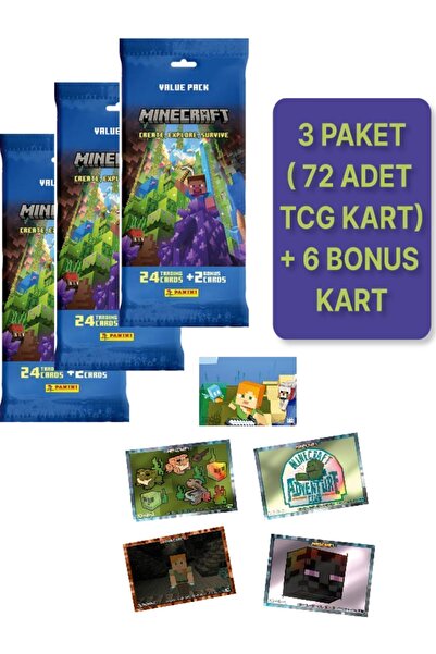 TOYFEST Panini Minecraft Create Explore Survive Trading Card - Fat Pack Kartı...