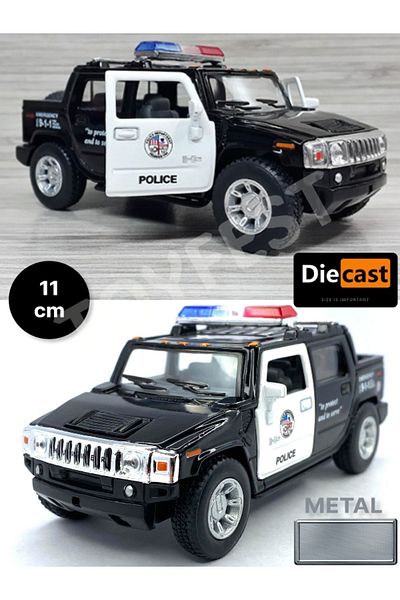 TOYFEST 2005 هامر H2 SUT Police Pull Drop Die - نموذج سيارة معدني قابل للجمع مع أبواب مصبوبة