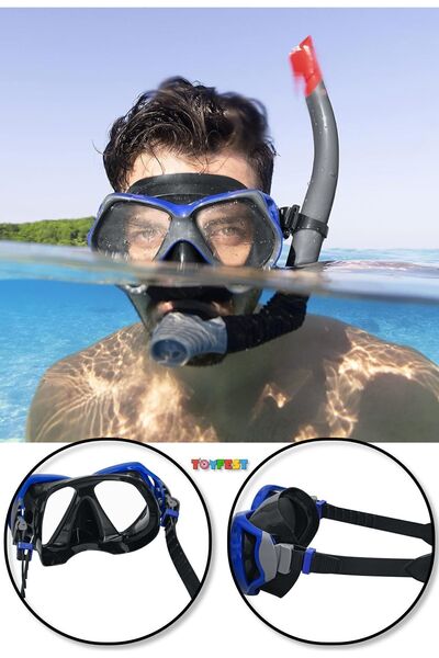 TOYFEST Dominator Pro Snorkel Set Dalış Maskesi Deniz Yüzücü Gözlüğü Gözlük M...