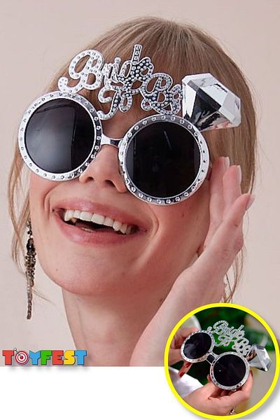 TOYFEST نظارات العروس - لون فضي فضي، مكتوب، 15x10 سم