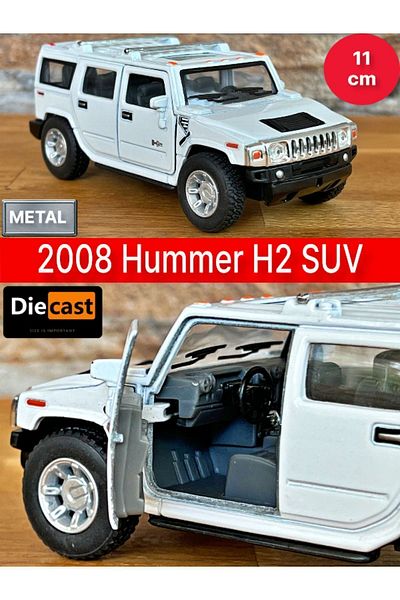 TOYFEST 2008 هامر H2 SUV سحب قطرة يموت - نموذج سيارة معدني مع أبواب مصبوبة قابلة للفتح - أبيض 11.5 سم