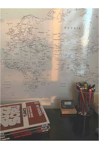 TOYFEST Self-Magnetic Wall-Written and Erasable World Map 110 X 56 Cm