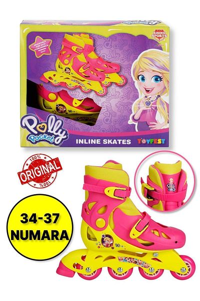 TOYFEST Polly Pocket Inline 4 Wheel Skate - (Adjustable for Size 34 to 37)