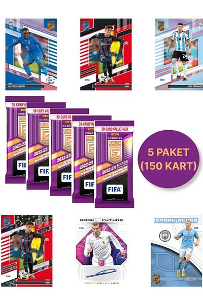 TOYFEST Panini 2022 - 23 بطاقة Donruss Elite لكرة القدم FIFA - حزمة الدهون - سلسلة المجموعة الخاصة - 5 عبوات