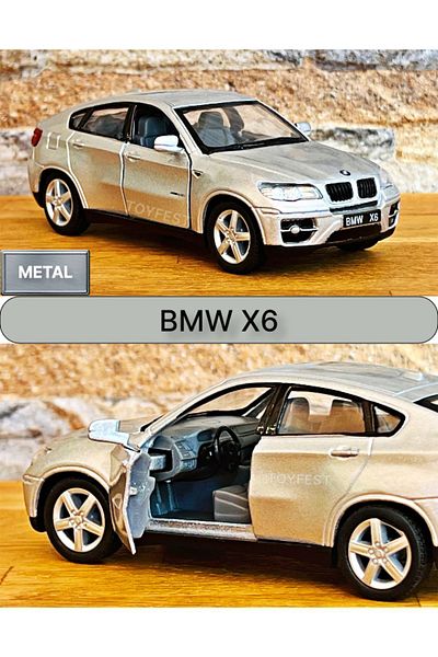 TOYFEST BMW X6 Pull Drop Die - نموذج سيارة معدني قابل لفتح الأبواب - رمادي 1:32 - 11.5 سم