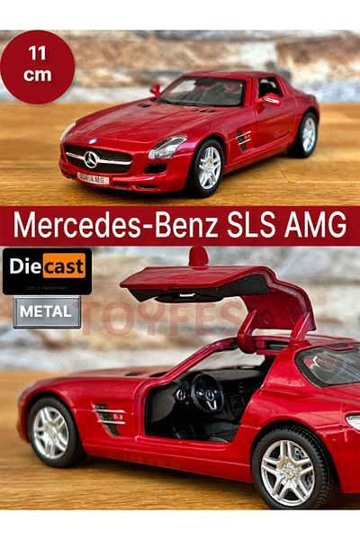 TOYFEST مرسيدس - بنز SLS AMG سحب قطرة يموت - نموذج سيارة معدني مع أبواب قابلة للفتح - أحمر كلاريت 11.5 سم