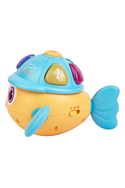 TOYFEST Deniz Canlıları Sesi Çıkaran Işıklı Müzikli Balık Şekil İnteraktif Bebek Eğitici Tuşlu Oyuncak Sarı