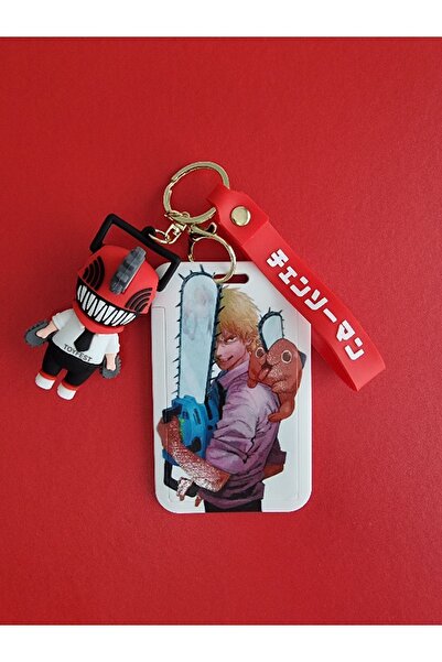 TOYFEST Chainsaw Man Japanese Anime Denji Figure Keychain Bag Accessory and Card Holder 2 in 1