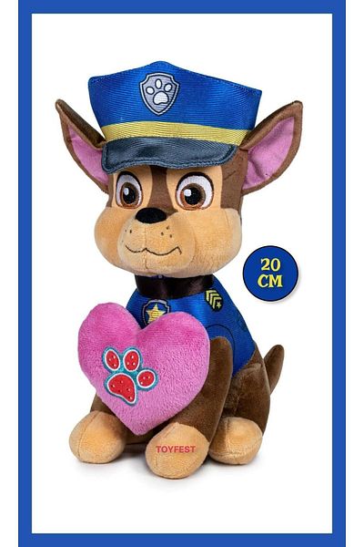 TOYFEST لعبة باو باترول القطيفة سلسلة الحب - تشيس - 20 سم