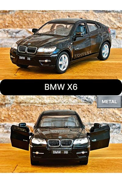 TOYFEST BMW X6 Pull Drop Die - نموذج سيارة معدني قابل لفتح الأبواب - أسود 1:32 - 11.5 سم