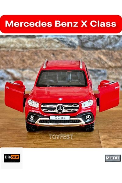 TOYFEST سيارة مرسيدس - بنز X - كلاس باب سحب وإسقاط معدني قابل للفتح - أحمر 11.5 سم