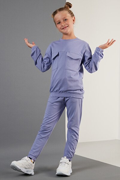 Lela Cep Detaylı Bisiklet Yaka % 100 Pamuk Spor Takım Kız Çocuk Takım 59214401