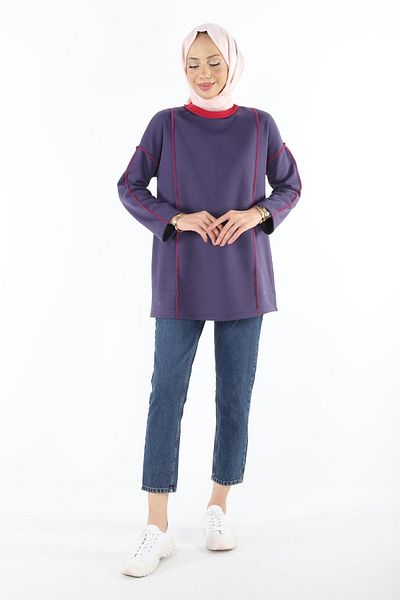 Plistre 2229_τριμμένο φούτερ Karyoka Stitched Basic Hijab