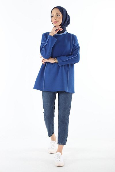 Plistre 2229_τριμμένο φούτερ Karyoka Stitched Basic Hijab