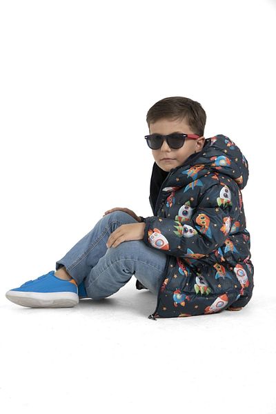 Montland Boy's Fleece Hooded Rocket Patterned Winter Puffer Jacket & Coat & Parka